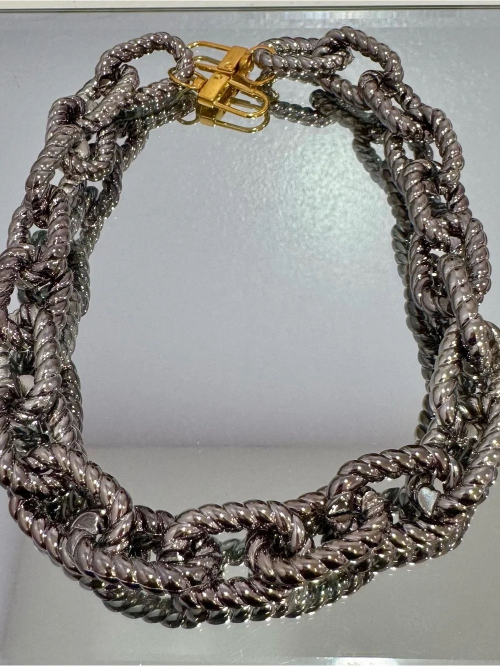 New Braided Gunmetal Bag Chain 18 inches with gold hardware (can be changed)